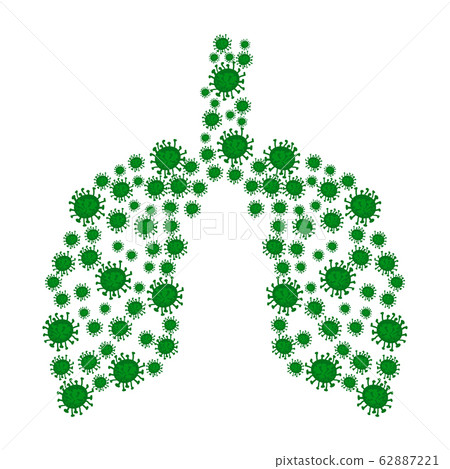 Abstract human lung vector with Virus or bacteria Abstract human lung vector with Virus or bacteria 62887221