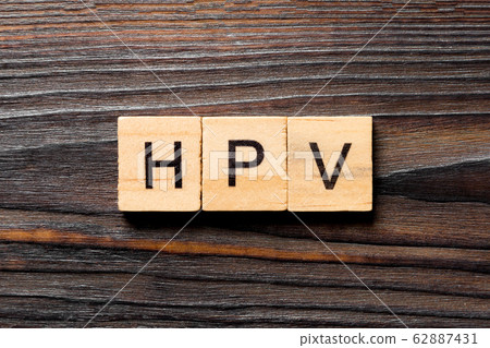HPV word written on wood block. HPV text on wooden 62887431