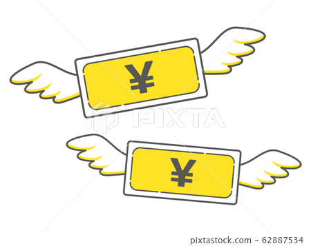 Simple icon of flying yen banknote Simple icon of flying yen banknote 62887534