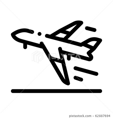 Take Off Airplane Airport Icon Thin Line Vector - Stock Illustration ...