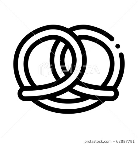 Bakery Pretzel Tasty Food Icon Thin Line Vector 62887791
