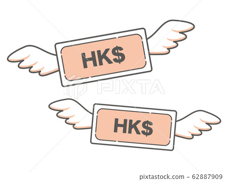 飛行港元鈔票簡單圖標 62887909
