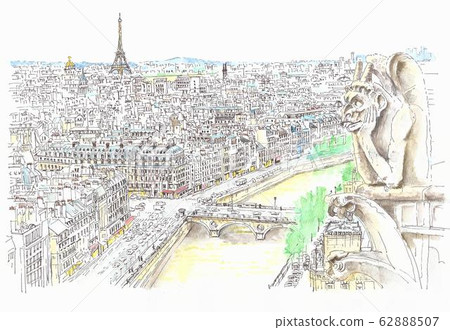 Cityscape of World Heritage, France, Paris, Overlook from Notre Dame Cathedral 62888507