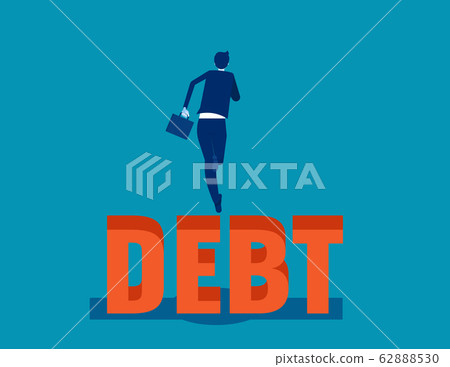 Business person jumping over the debt. Concept Business person jumping over the debt. Concept 62888530
