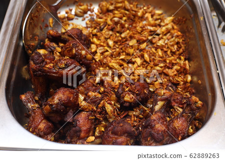 Thai Local Food in Stainless Plate for Buffet 62889263