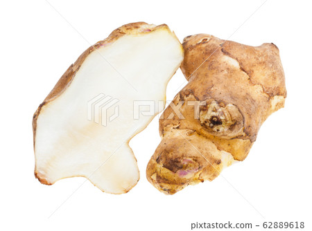 halved tuber of raw jerusalem artichoke (sunroot) halved tuber of raw jerusalem artichoke (sunroot) 62889618