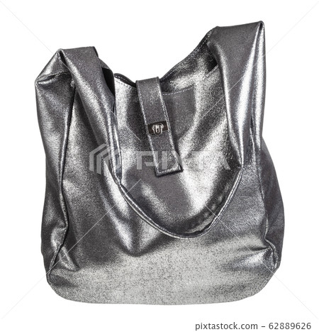 closed soft handbag sewn from silver leather closed soft handbag sewn from silver leather 62889626