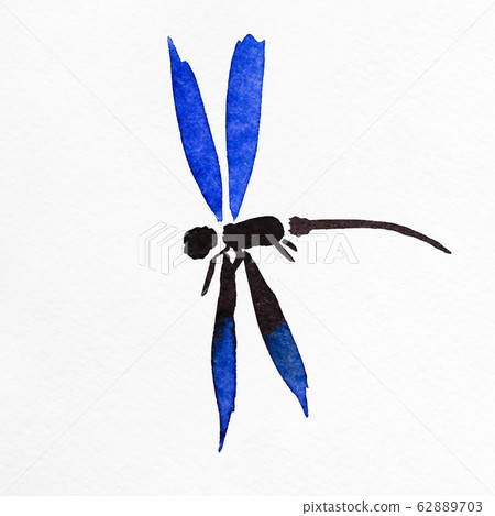 dragonfly with blue wings drawn in sumi-e style dragonfly with blue wings drawn in sumi-e style 62889703