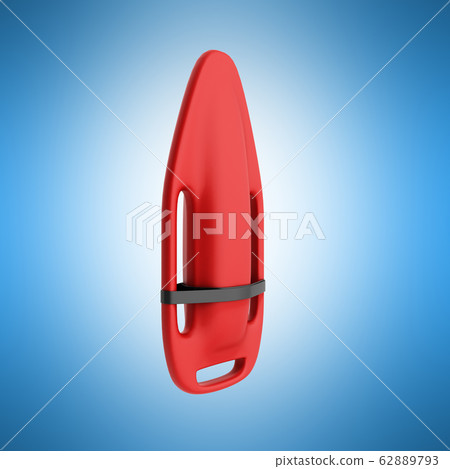 red throw buoy 3d render on blue background 62889793