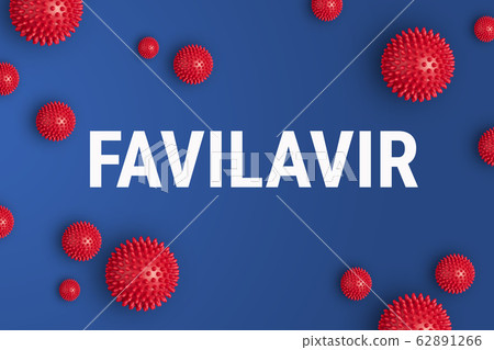 Inscription Favipiravir on blue background with 62891266