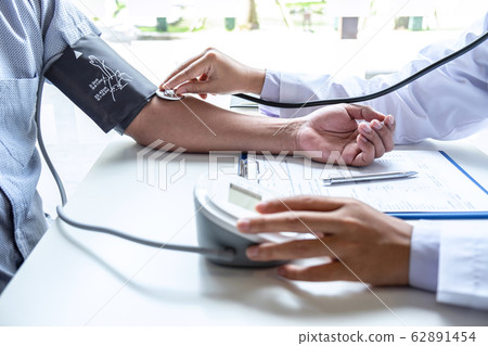 Doctor using stethoscope checking measuring 62891454