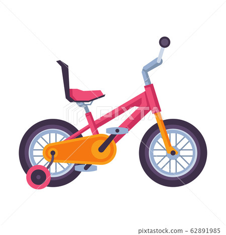 Kids Bicycle, Ecological Sport Transport, Pink Bike Side View Flat Vector Illustration 62891985