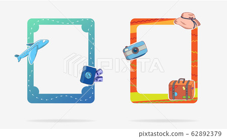 Two colorful trip frame with empty place for photo vector flat illustration 62892379