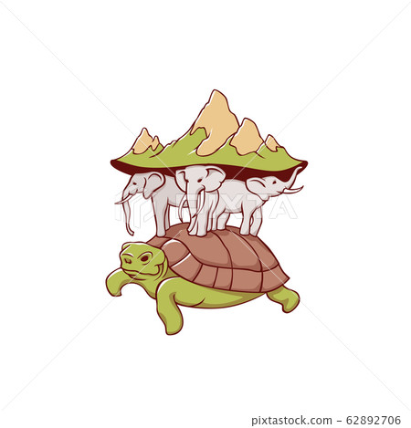 Cartoon mythological depiction of planet earth vector graphic illustration 62892706