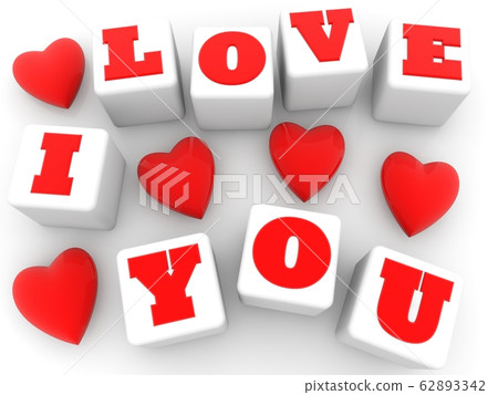 Toy cubes in white with i love you concept Toy cubes in white with i love you concept 62893342