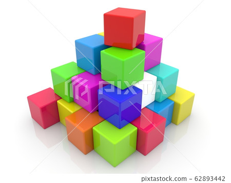 Randomly stacked colorful cubes 62893442