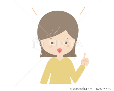 Young woman pointing up and explaining Young woman pointing up and explaining 62893689