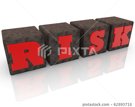 Risk concept concept on old metal cubes on white background Risk concept concept on old metal cubes on white background 62893718