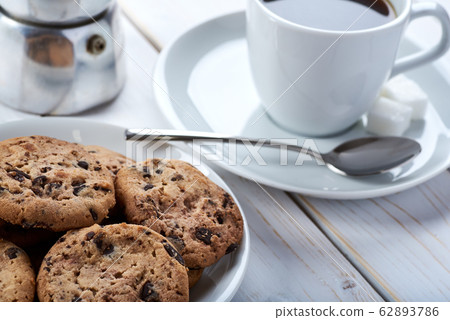 Top Closeup photo of sweet breakfast or snacks. 62893786