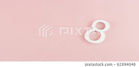 8th Number on pink background with copy space for 62894046