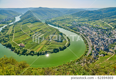 Moselle River bend near Bremm town, Germany 62894869