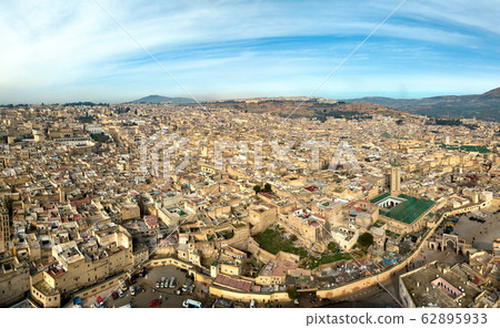 Aerial view of Medina in Fes and Medersa Aerial view of Medina in Fes and Medersa 62895933