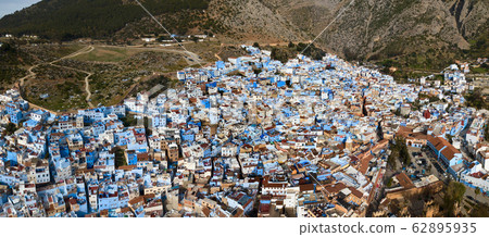 Aerial of famous blue city Chefchaouen Aerial of famous blue city Chefchaouen 62895935