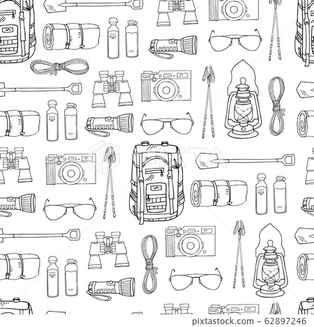 Hand drawn vector seamless pattern with doodle... - Stock Illustration ...