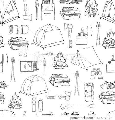 Hand drawn vector seamless pattern with black... - Stock Illustration ...