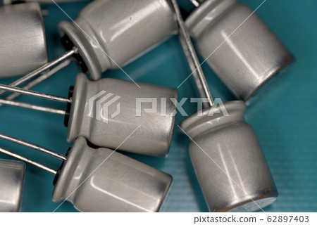 Electronic components, silver electrolytic capacitors (substrate background) 62897403