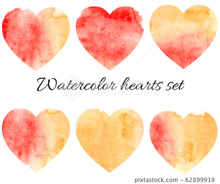 Abstract watercolor hearts set isolated on white. - Stock Illustration ...