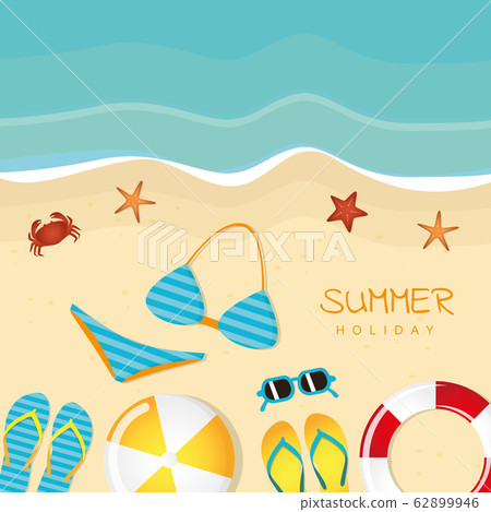 different beach utensils summer holiday background 62899946