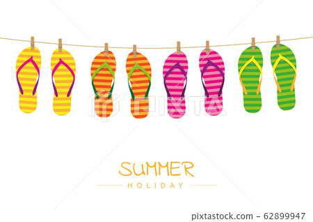 summer holiday striped flip flops hang on a rope 62899947