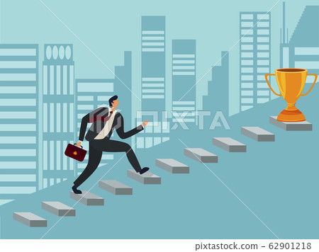 Cartoon Color Character Person and Business Growth Step Concept. Vector Cartoon Color Character Person and Business Growth Step Concept. Vector 62901218