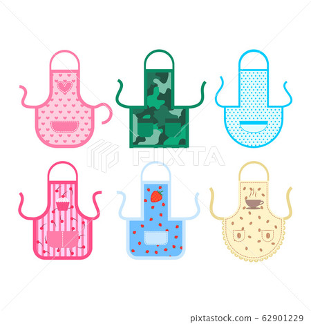 Cartoon Color Kitchen Apron Icon Set. Vector - Stock Illustration ...