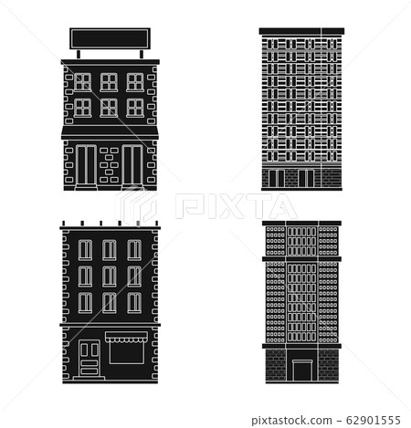 Vector illustration of modern and estate sign. Collection of modern and building stock vector illustration. 62901555