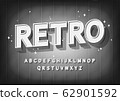 Retro font effect. Old cinema styled alphabet on textured background with letters 62901592