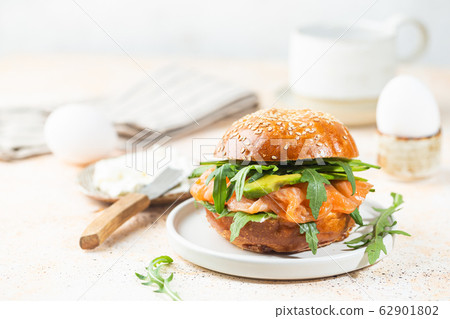 Burger sandwich with salmon Burger sandwich with salmon 62901802