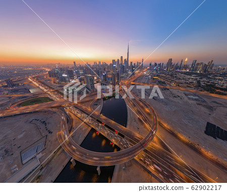 Aerial view of Burj Khalifa in Dubai Downtown 62902217