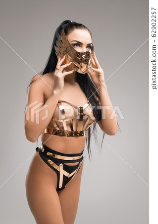 Sexy woman in metal mask and underwear - Stock Photo [62902257] - PIXTA
