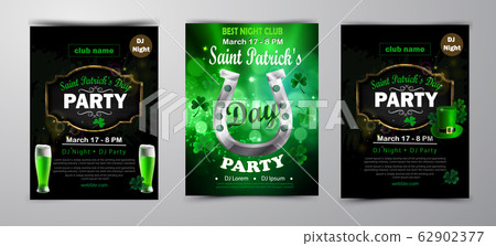 St. Patrick's Day poster set Vector illustration 62902377