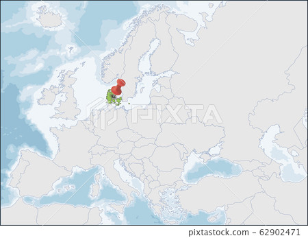 Kingdom Of Denmark Map Kingdom Of Denmark Location On Europe Map - Stock Illustration [62902471] -  Pixta