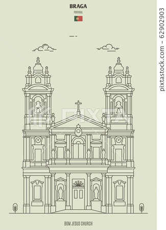 Bom Jesus church in Braga, Portugal. Landmark icon Bom Jesus church in Braga, Portugal. Landmark icon 62902903