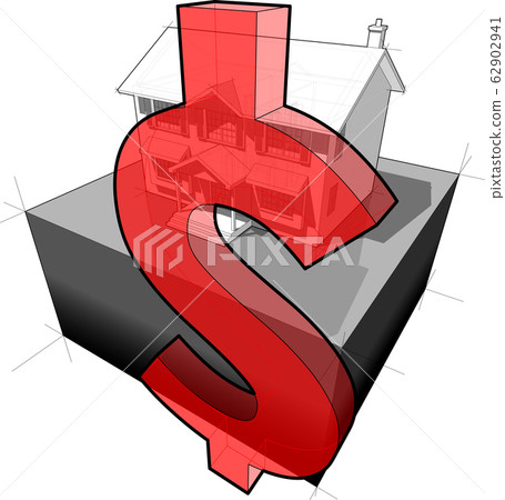 diagram of a classic colonial house and dollar sign 62902941