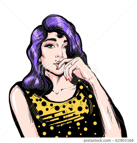 Illustration of a pretty woman thinking vector Illustration of a pretty woman thinking vector 62903166