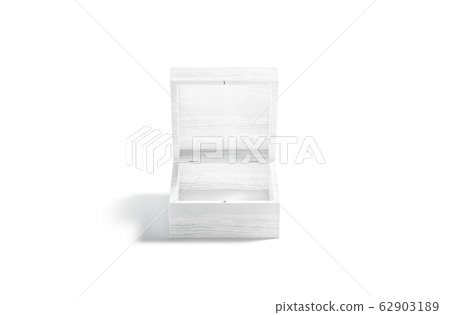 Blank white opened wood gift box mock up, front view 62903189