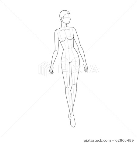 Fashion template of walking women looking right. - Stock Illustration ...