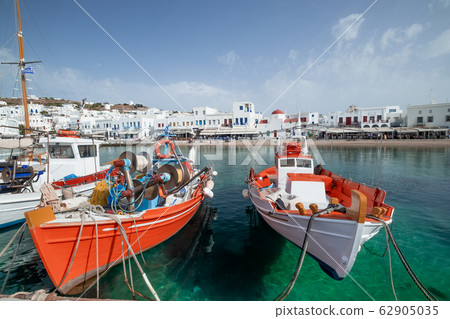 Harbor of Aegean sea, Mykonos island.. Greece 62905035