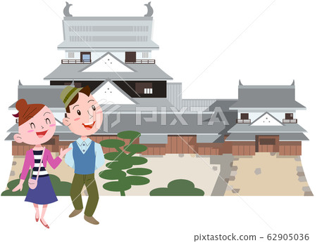 Matsuyama Castle and couple 62905036