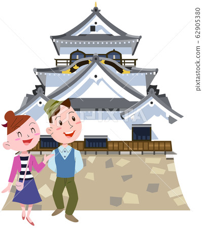 Hikone Castle and a couple 62905380